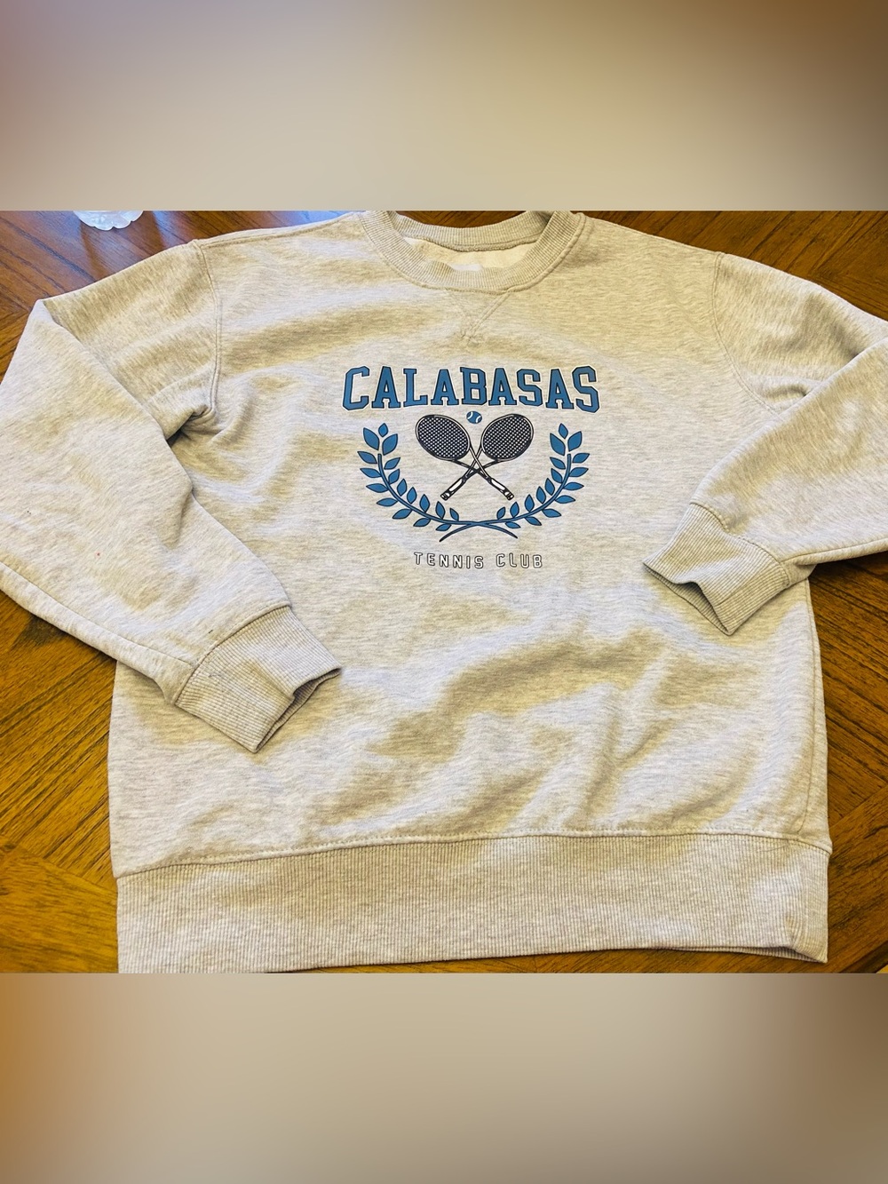 refuge athletics Calabasas Tennis Club gray sweatshirt Boyfriend Crew Small